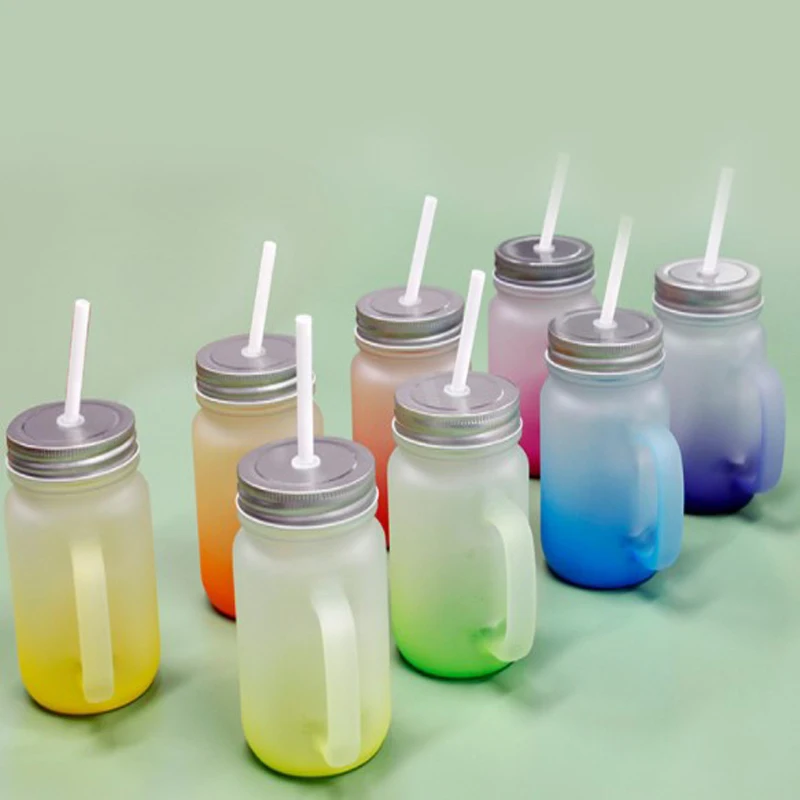 New Product Color Bottom Gradient Thermal Sublimation Tumbler handle Coffee Cups