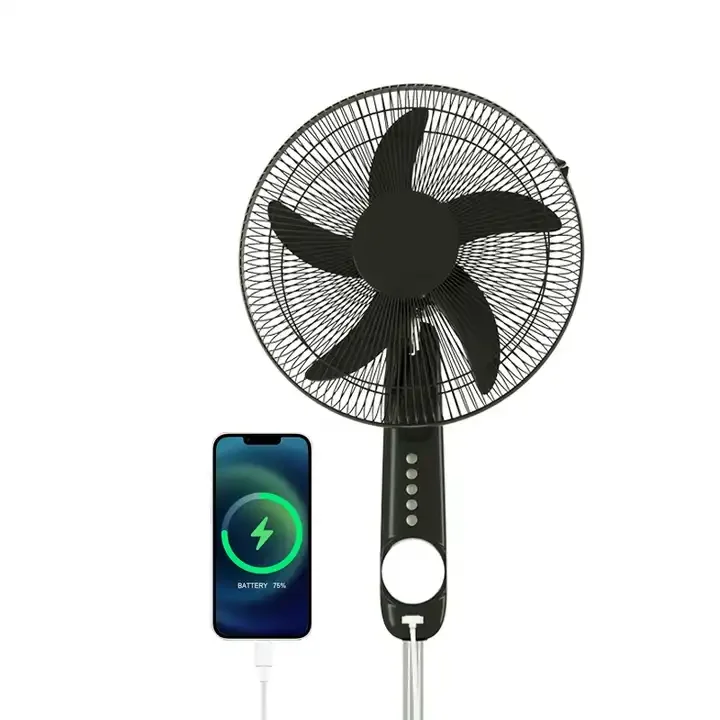 12V DC Solar Fan, Rechargeable Charger Air Cooling Cooler Stand Ventilador AC Fan for Indoor Outdoor Use