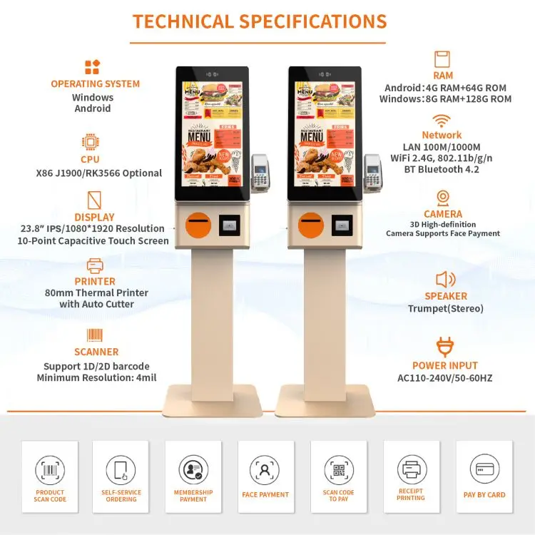KFC Ресторан 21 24 27 32 дюйма сенсорный экран Pos-сервис самозаказ терминал оплаты киоск в ресторане