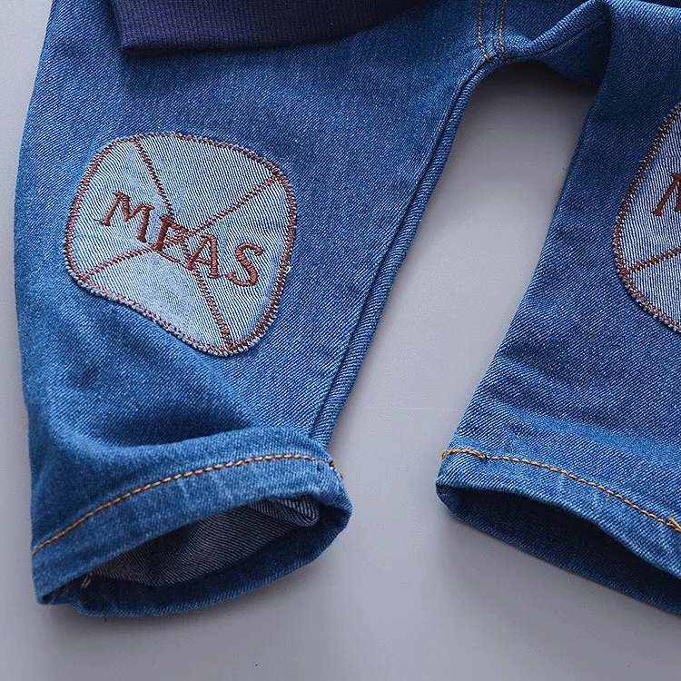 
2020 hot sale fashion cute popular jeans long sleeve printed sweatshirt children clothes little boys clothing 