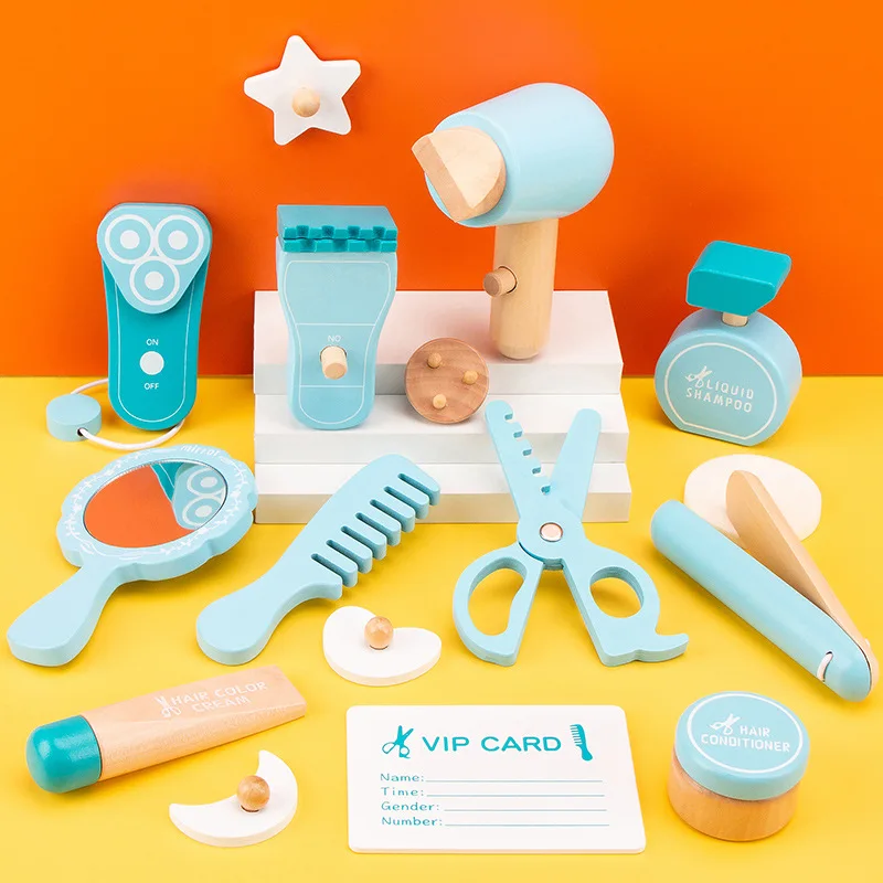 New baby Role Hairdresser Haircutting Tools Suit Set kids pretend play toy with Hair Dryer Storage Bag