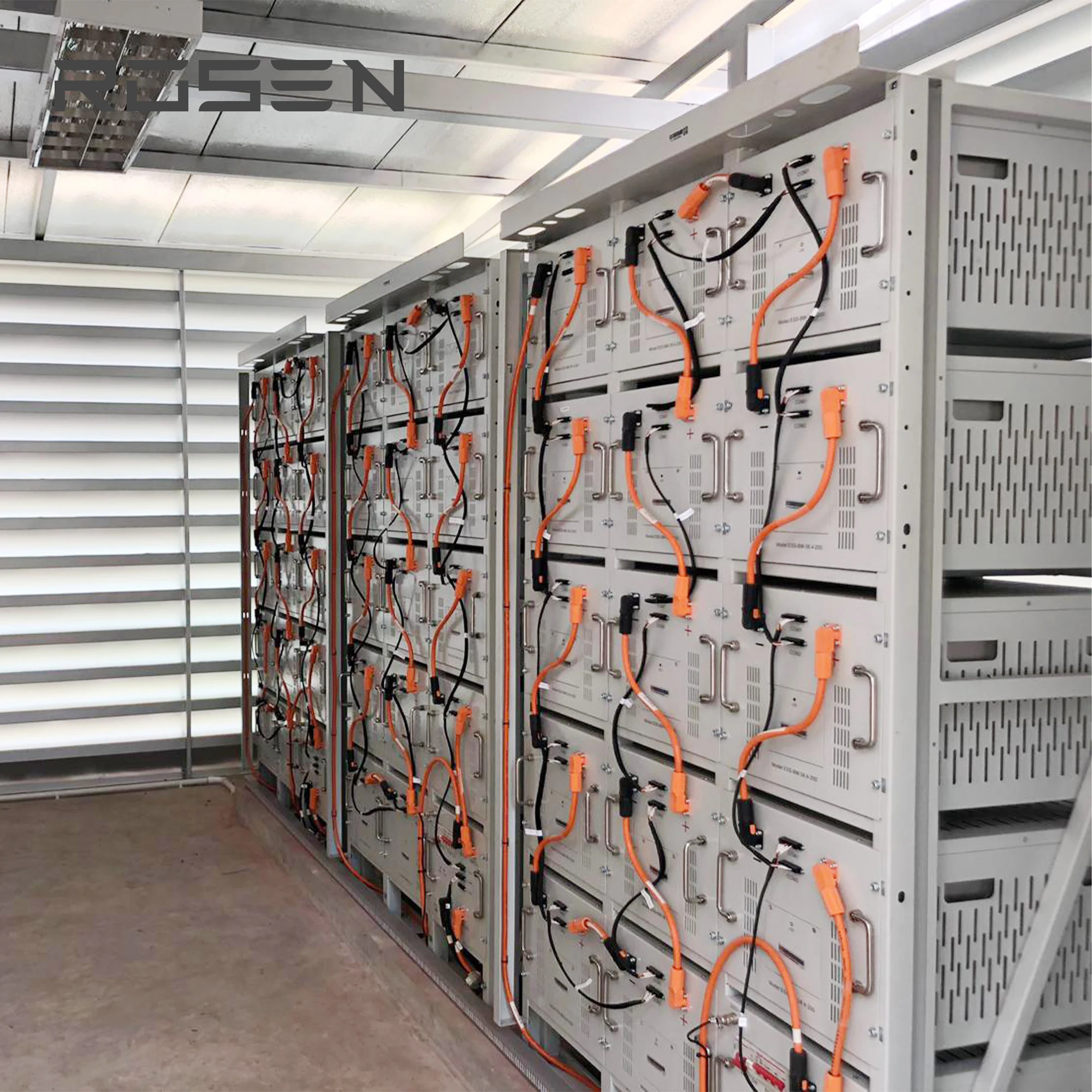 Rosen BESS 200KWH lithium battery energy storage system in outdoor cabinet with 100KW hybrid inverter