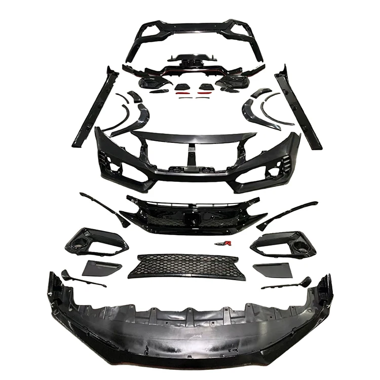 2020, тип R, карбоновый вид, автомобильный бампер, боковая юбка, комплект кузова для HONDA CIVIC 2020-2022