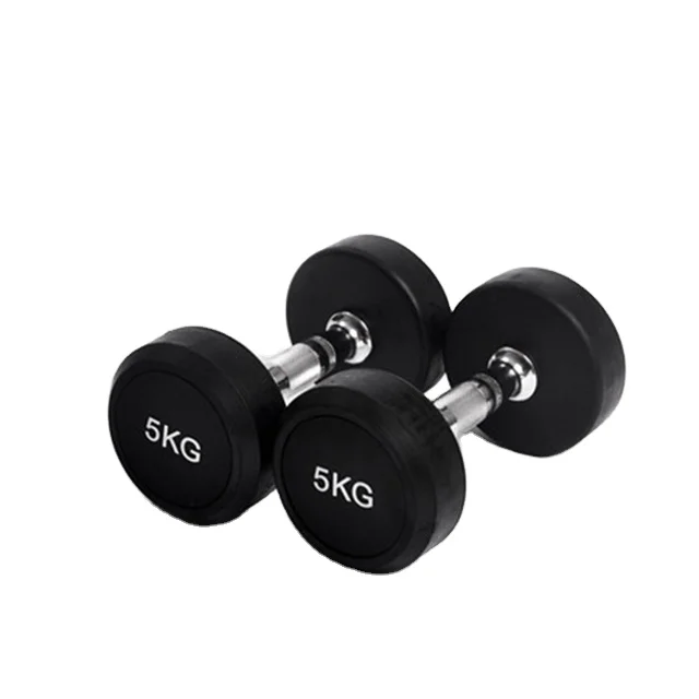 Gym fitness equipment Dumbbells Set  with Knurled and Chromed Handle Rubber Coated Round Head  5-110 LB for Fitness Equipment