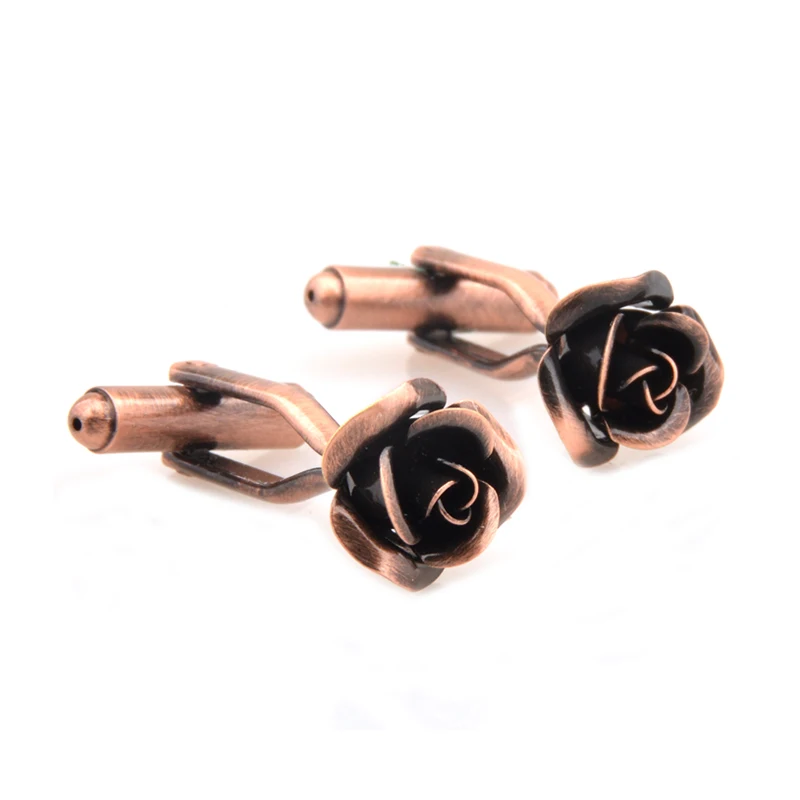 Antique Cooper 3D Rose Cuff links Tailor Tuxedo Suit Shirt Accessory Classic Ancient Brass Cool Stylish Men Novelty Cufflinks