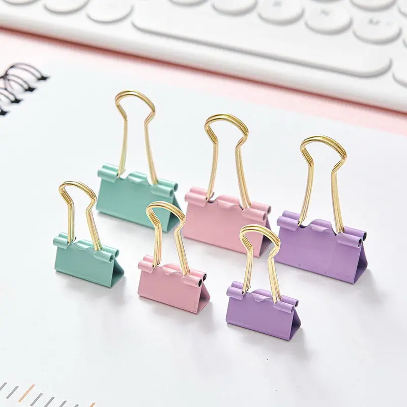 Wholesale Color Paper Clip Stationery Set Customized Box Logo Packing School Office Plastic Color Binder Clips
