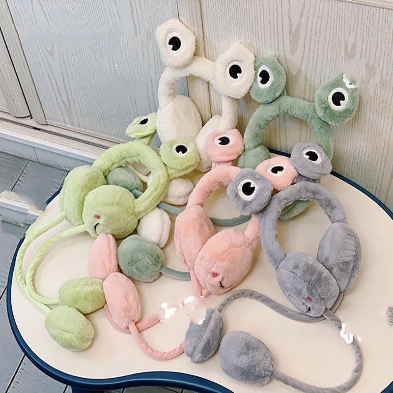 В наличии, теплые наушники с милыми животными, маленькими лягушками, Детские милые зимние наушники