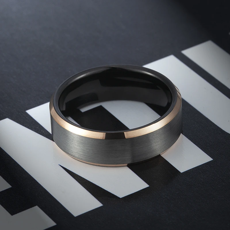 8mm Simple Wedding Band Matte Black Watanabe Men Tungsten Carbide Ring