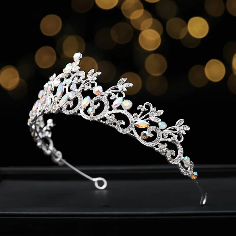 DAIMING HG02134  New Design Wholesale Bridal Wedding Gold AB Rhinestone Crowns Cheap Prices Crystal Alloy Metal Crown Tiaras