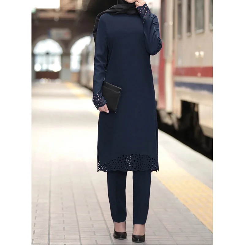 Latest designs 2pcs set women Islamic clothing oem family set baju kurung in malaysia