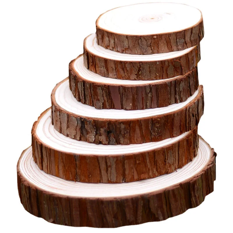 Eco-friendly Unfinished Natural Round Pine Wood Tree Disc Wooden Log Tree Slices for DIY Crafts