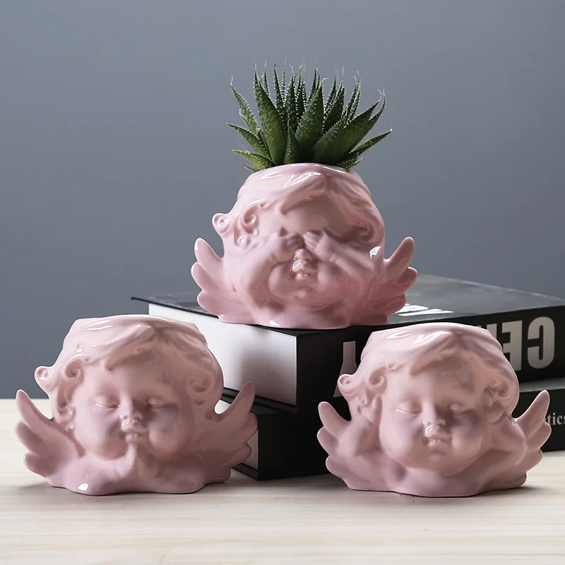 Ceramic Cherub Angel Decorative Flower Pots for Indoor