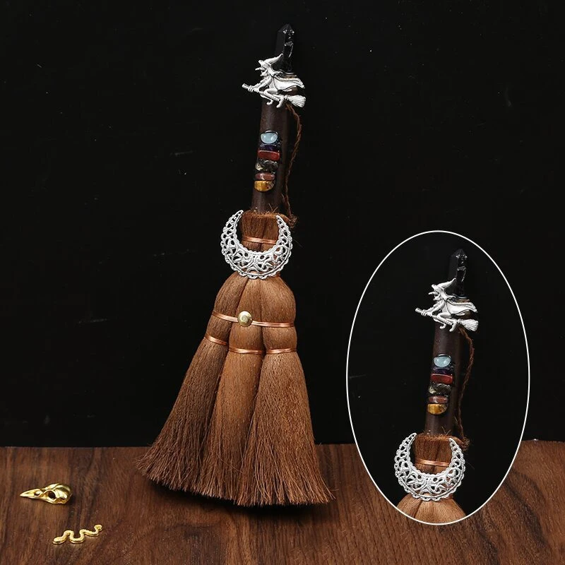 Wholesale Handmade Angel Wing Crystal Broom Ritual Magic Ceremonial Wiccan Supplies for Witch Spells Wicca Broom for decoration