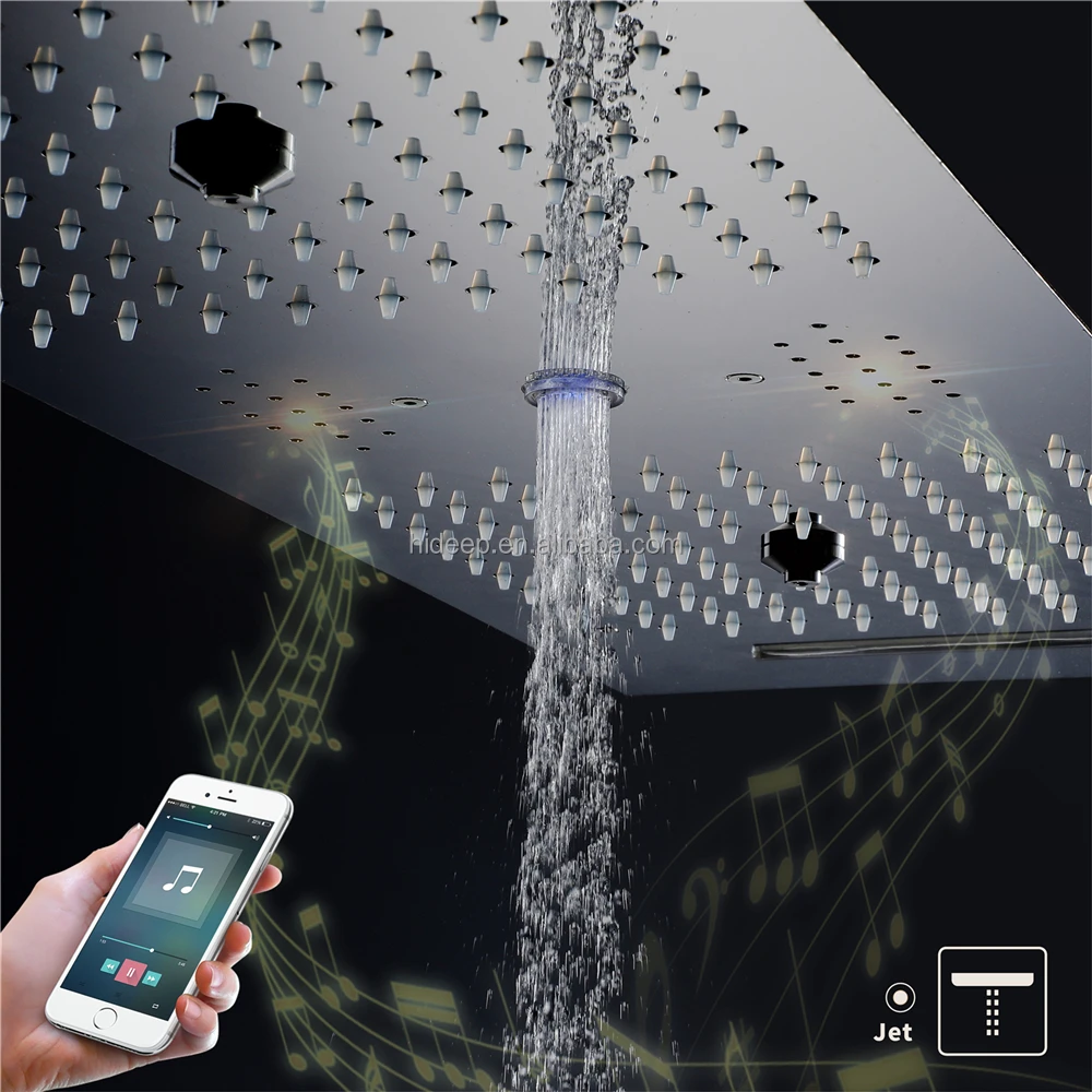 Music Led 36*12 inch  Bathroom Thermostatic Rain Waterfall Mist LED Shower Faucet system