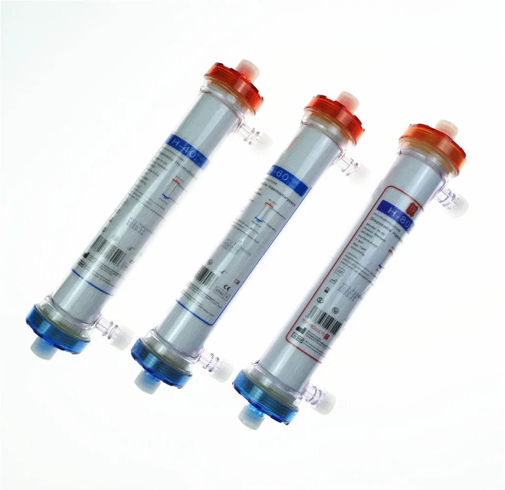 High Quality Medical Disposable Sterile High Flux Hollow Fiber Hemodialysis Dialyzer
