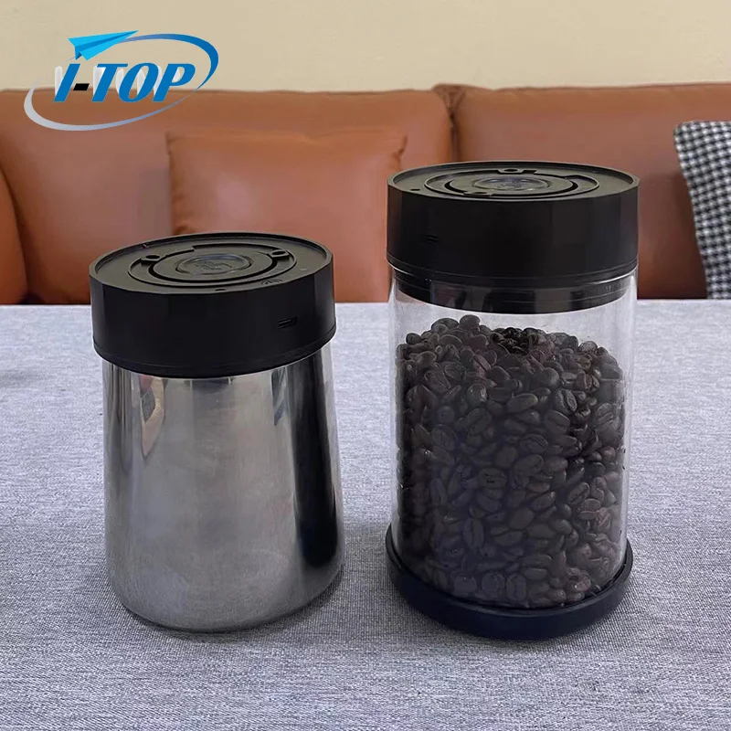 ODM/OEM Vacuum Coffee Canister Sealed Automatic Vacuum Stainless Steel Coffee Bean Storage Container for Food Storage