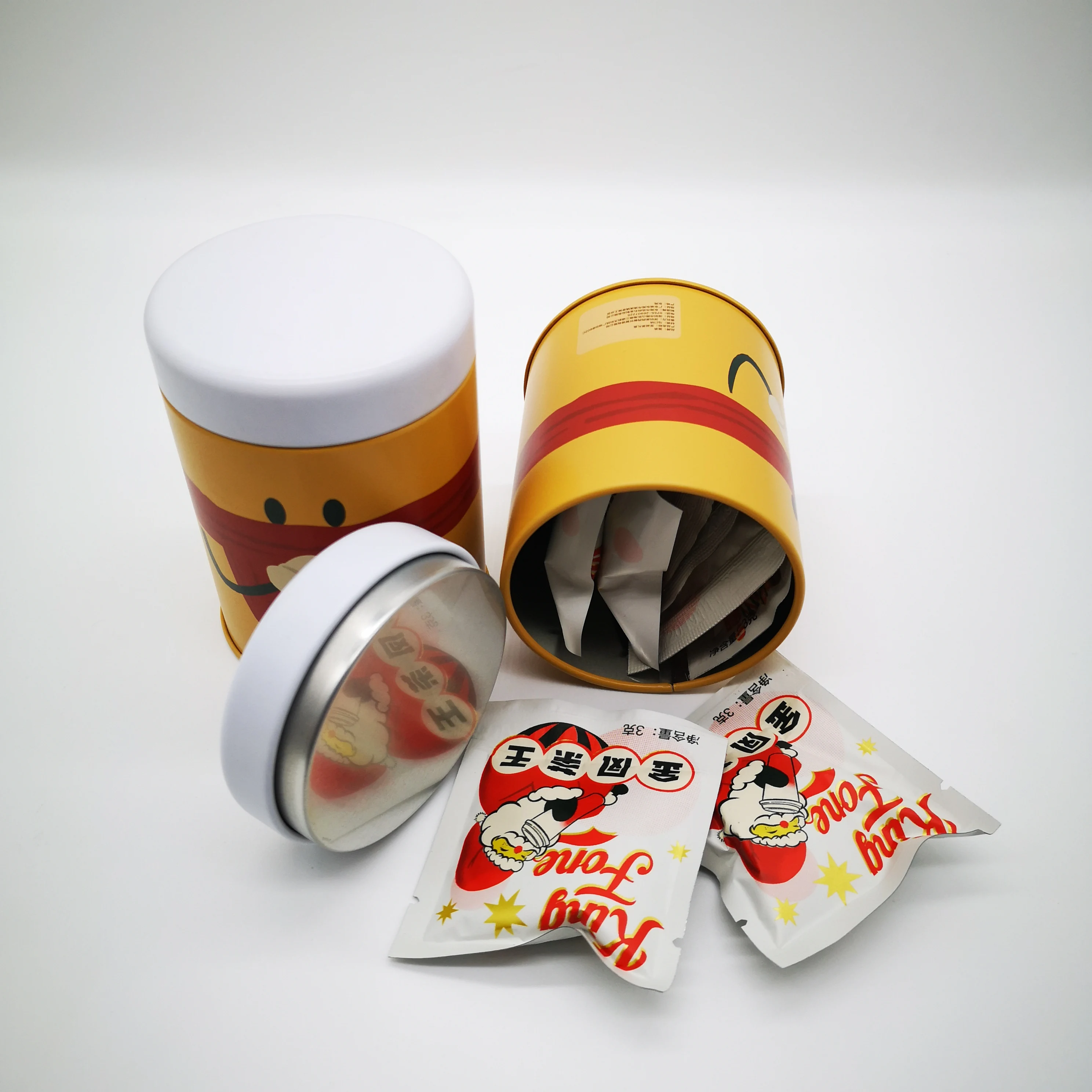 
Empty Round Tea and Coffee Bean Packaging Tin Can With Plug Lid 