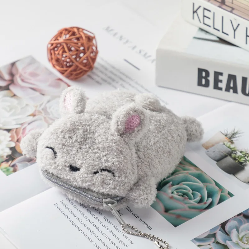 Lovely Plush Bear Design Coin wallet Custom Animal Design Plush Keychain Purse