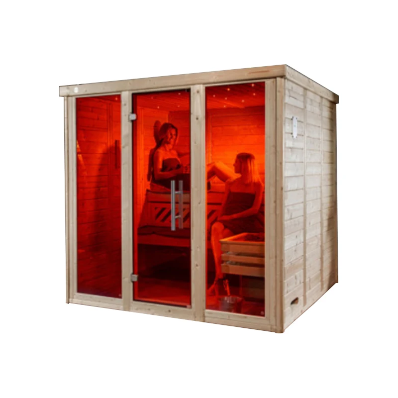 OEM nice designcabin indoor red cedar sauna 6 person wet steam sauna room with electric heating element for sauna steam engine