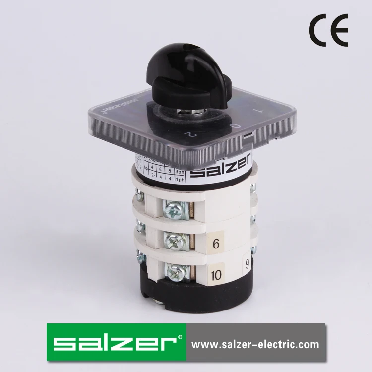 Salzer SAB16 16 Amp 1-0-2 3pole 3position 61027 Rotary Switch Cam Switch manual change over switch metal shaft CE Approved