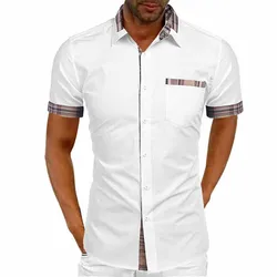 Wholesale man clothes classic collar Mens Short Sleeve Shirt slim fit dress shirts men