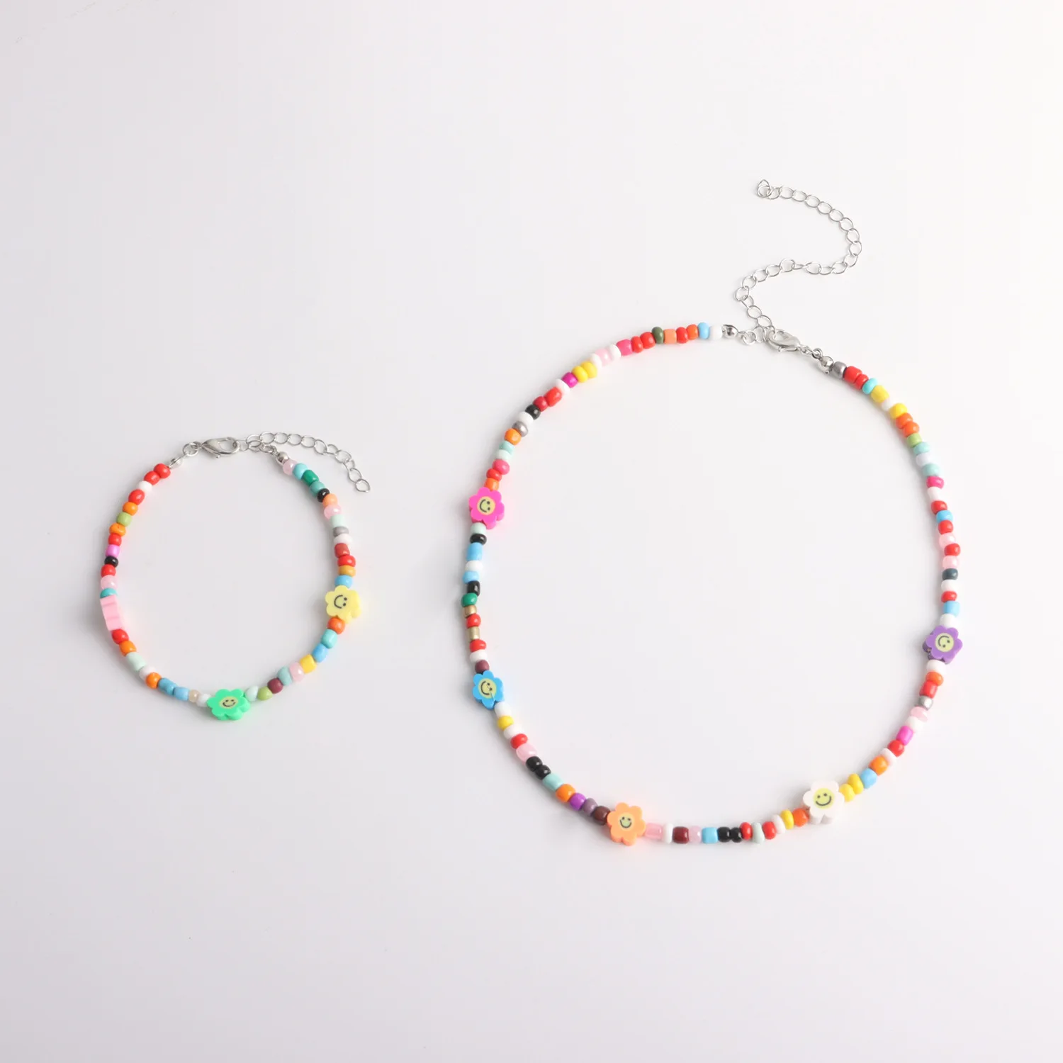 Женское Ожерелье из полимерной глины GMN020, Пляжное плетеное ожерелье с цветами из богемного стекла и бусинами