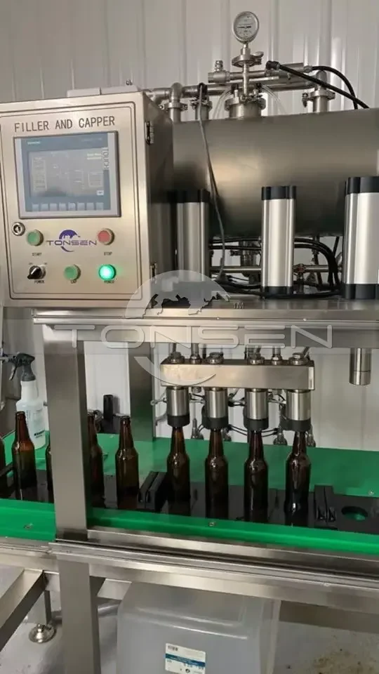 Beer bottle filling machine 4 6 8 10 heads, isobaric filler capping machine for sale