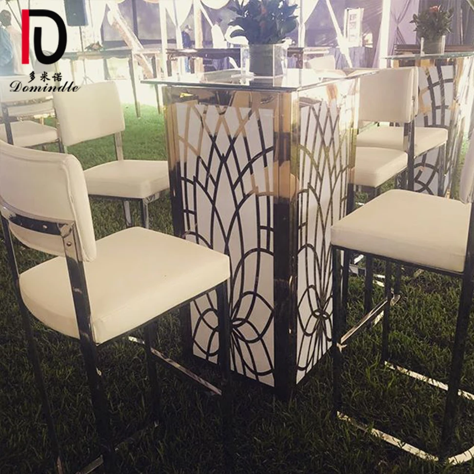 2019 new LED lighting stainless steel cocktail glass bar table