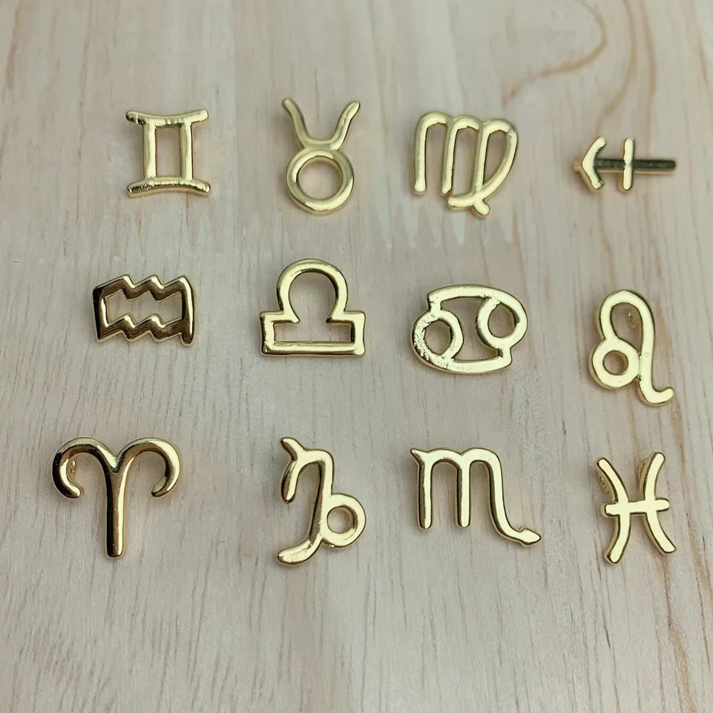 High Quality Metal Gold Plated 12 Zodiac Constellation Pendant Charms For Jewelry Making Necklace Bracelet