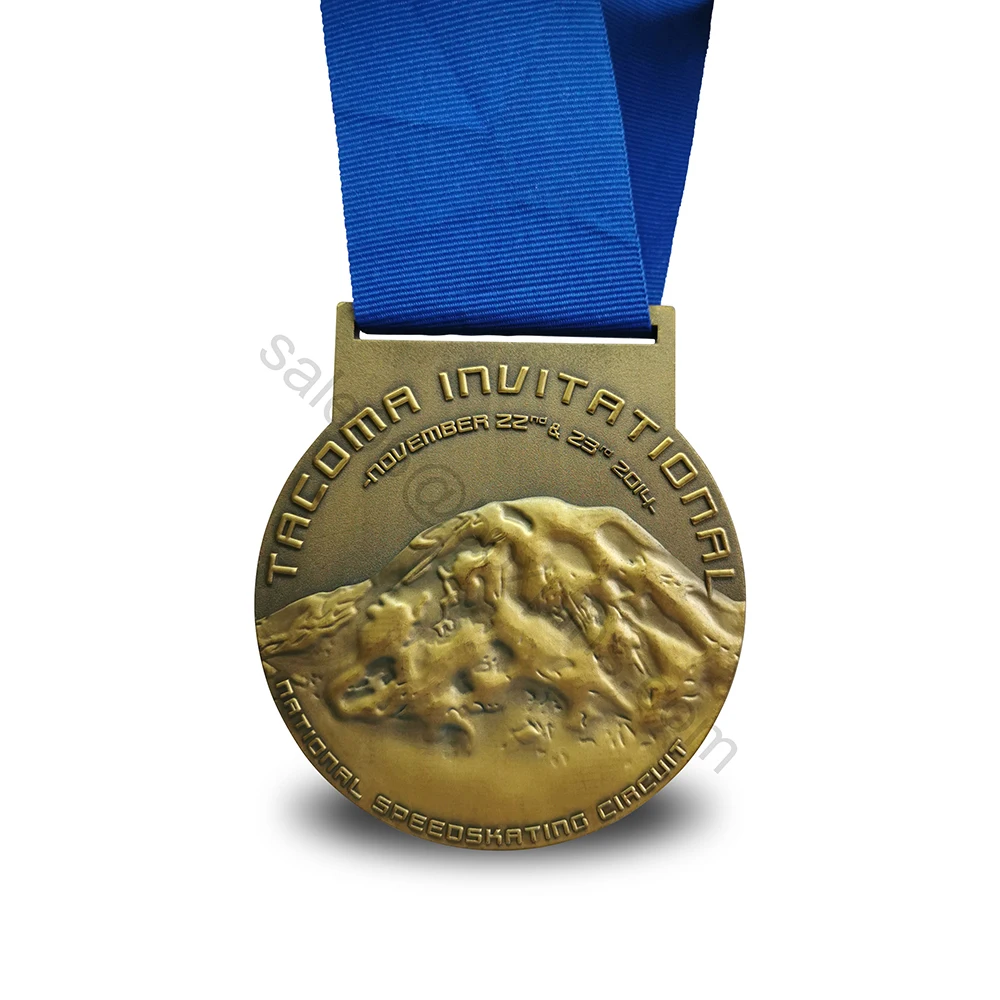 Customized USA Tacoma invitational speedshating competition antique bronze medal