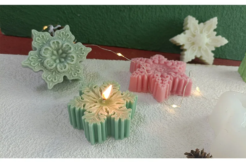 Diy Рождественская Снежная свеча силиконовая форма 3D цветок мыло ручной работы ароматерапия