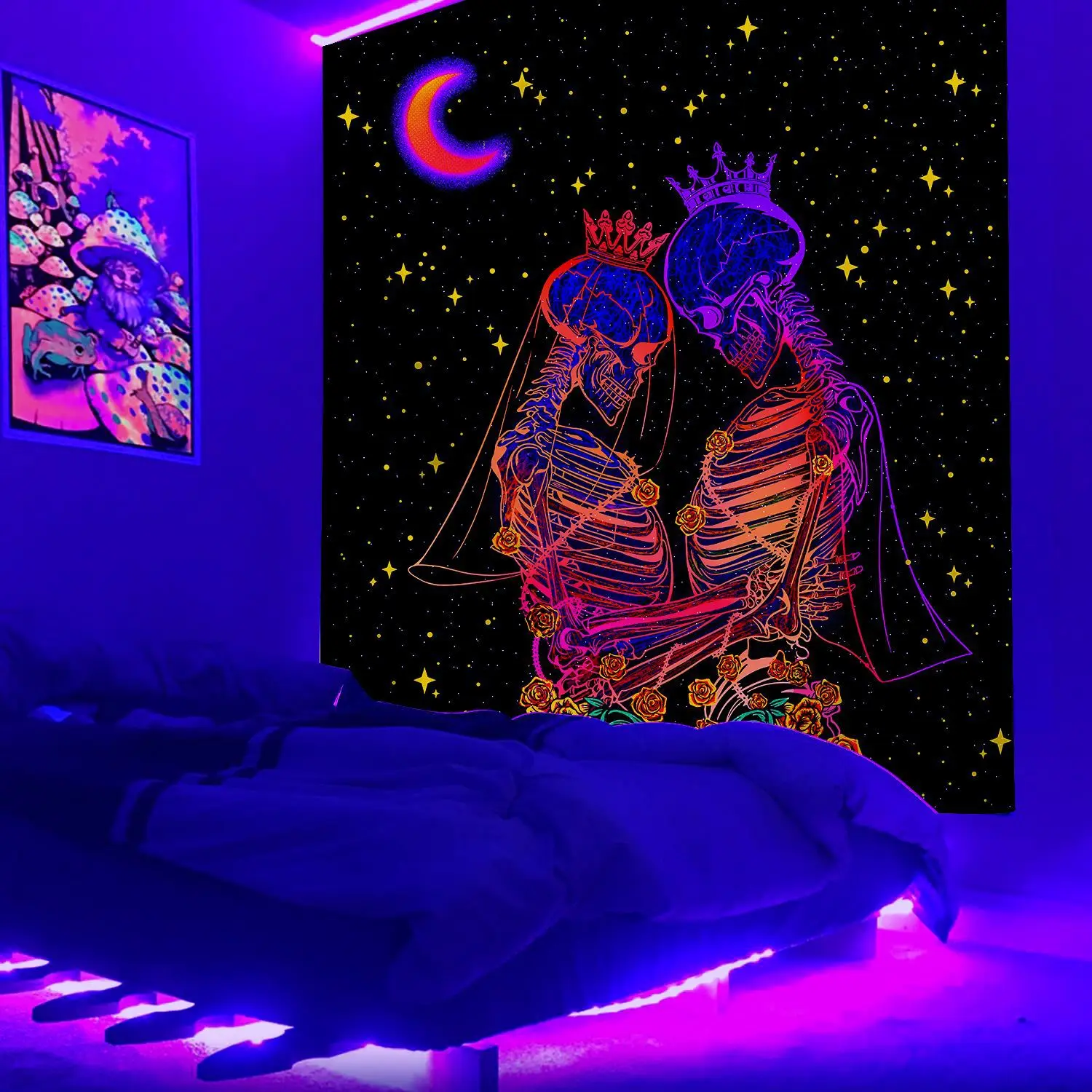 Luxury Home Decor Custom Printed Tapestri UV Light Psychedelic Glowing Trippy Tapestries