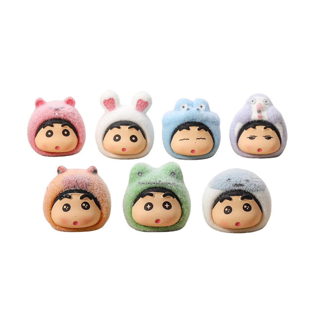Flocking animal Shin-chan Resin cartoon pendant accessories Painted tabletop key chain charms
