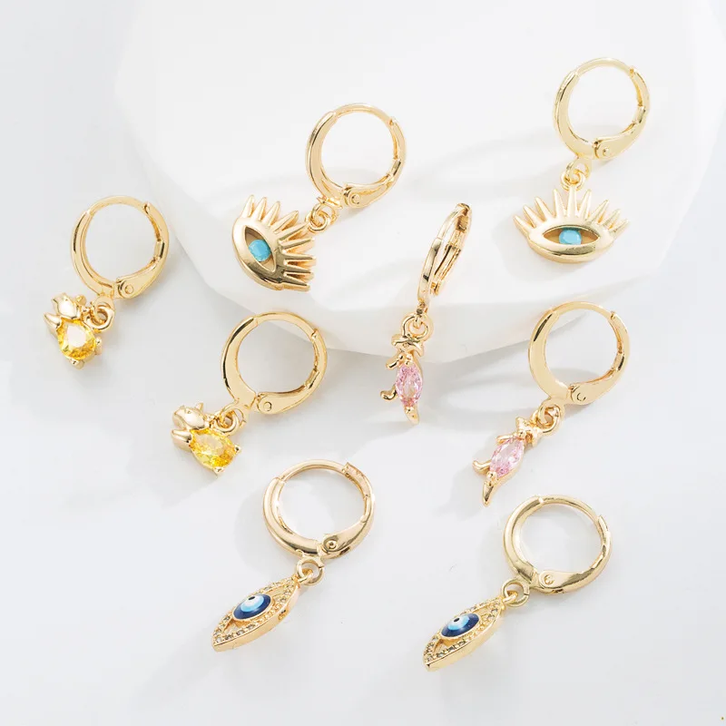 Merryshine 925 Sterling silver jewelry evil turkish blue cz devil eye stud earrings for Women