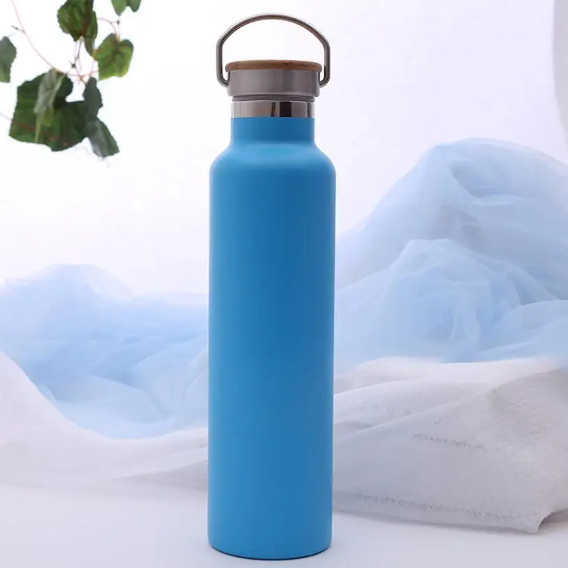 750ml Stainless steel bamboo bottle with Unibody Bamboo Cap, Bamboo Brushed stainless steel Klean Kanteen Water Bottle,