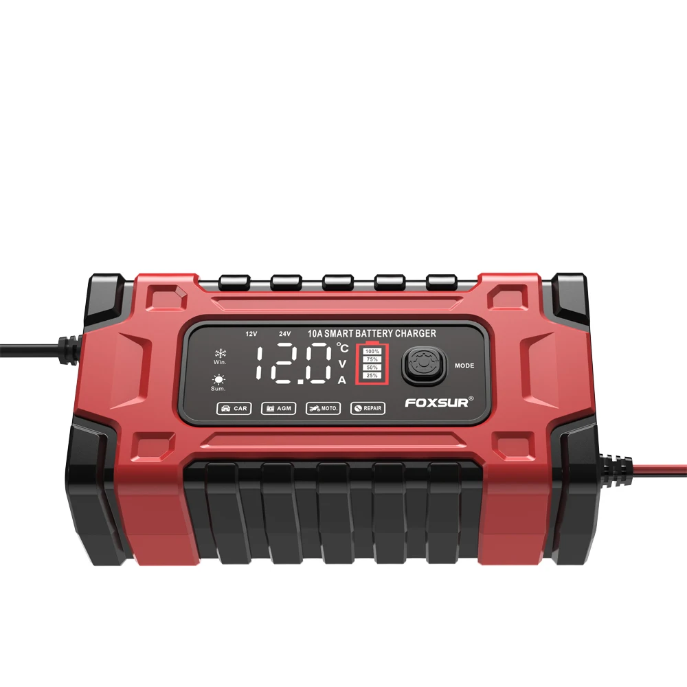 12V 10A/24V 5A Car Battery Charger Automatic Smart Fast Charger Use For Car Motorcycle Truck AGM Deepcycle GEL Lead-Acid Battery