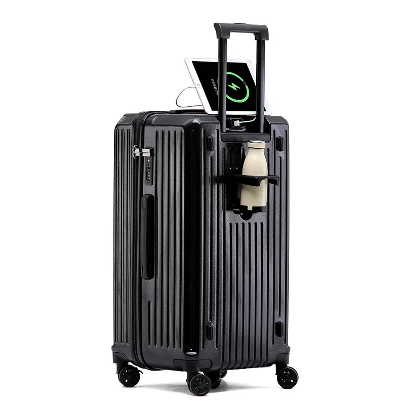 Custom logo 20/24/26/28/30/34 inch Extra large capacity Travel Trolley suitcases luggage with usb port and cup holder