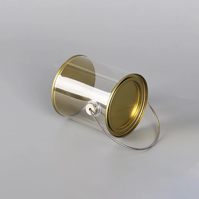 Custom clear plastic cylinder box transparent round tube PET PVC packaging with tin lid