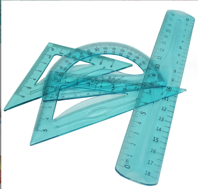 Flexible 4pcs  Soft  Ruler Set 18 cm Measuring Tool Set Transparent Ruler Math Geometric  Set For Office And Student