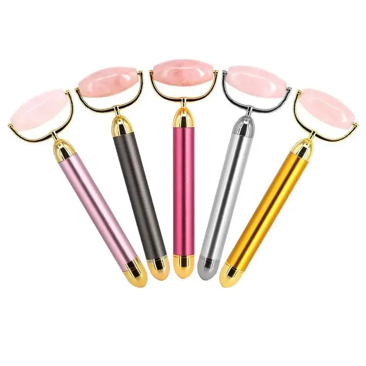 Hot sale products energy beauty bar electric 3 in 1 vibrating rose quartz roller massage tool beauty bar with magnetic box