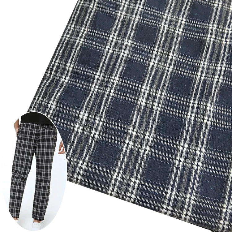 Low MOQ Woven Plush grid Garment Material Fashion yarn dyed TC Flannel Plaid Fabric For Dress