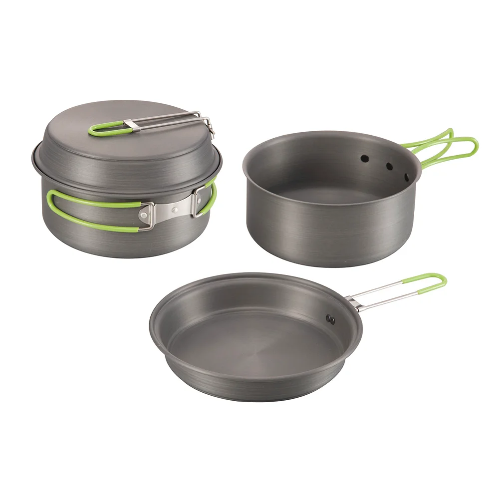 High Quality 3Pcs Picnic Barbecue Hiking Cooking Pot Aluminum Picnic Cooking Pot Set