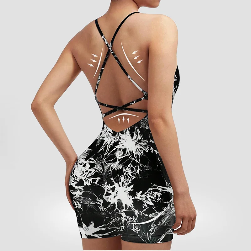 Women Fitness Jumpsuit Quick Dry Yoga Suit Workout Bodysuit Training Exercise Romper Sportswear