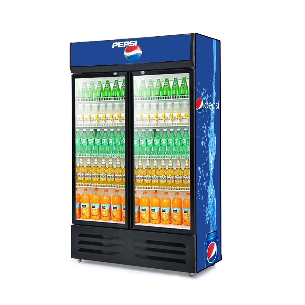 Холодные холодильники для супермаркетов Rebirth Pepsi однодверные Мини-алюминиевые стеклянные витрины Вертикальная Витрина