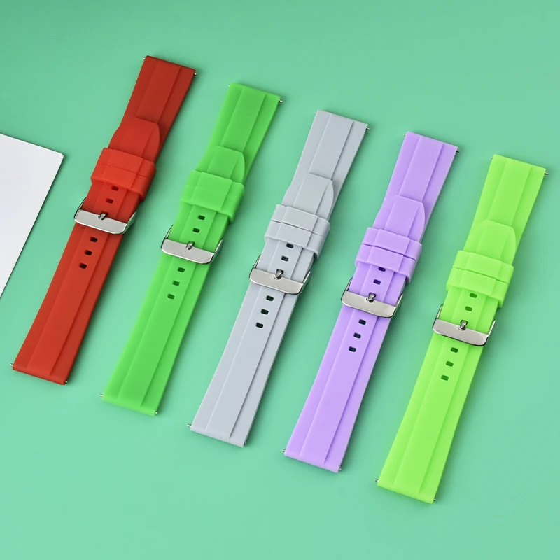 Soft Silicone Watch Strap 14mm 16mm 18mm 20mm 22mm Metal waterproofing Custom Sport Band for Smart Watch Garmin Forerunner 165