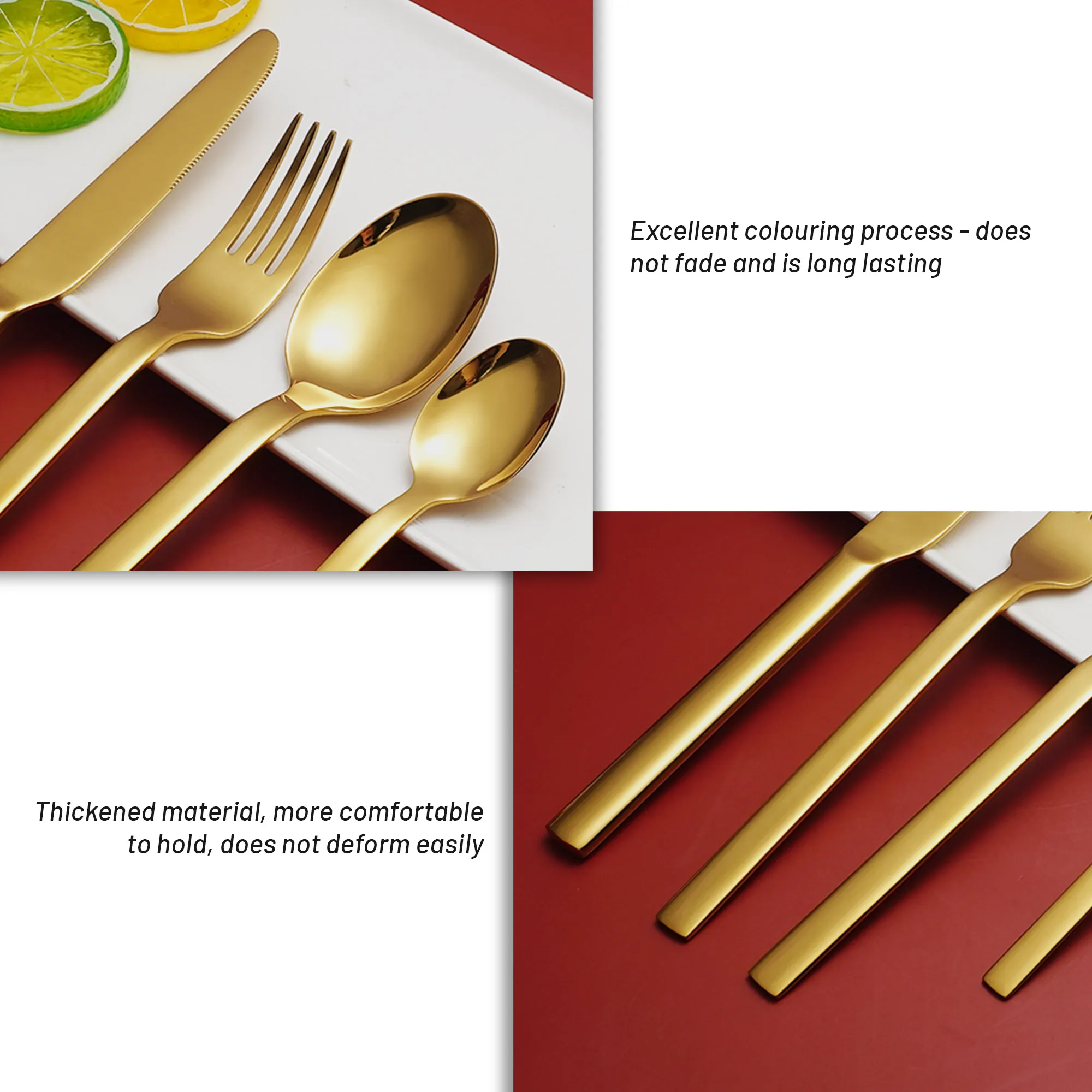 Dishwasher Safe Sliverware Stainless Steel Restaurant Flatware Knife Spoon And Fork Gold Cutlery Set