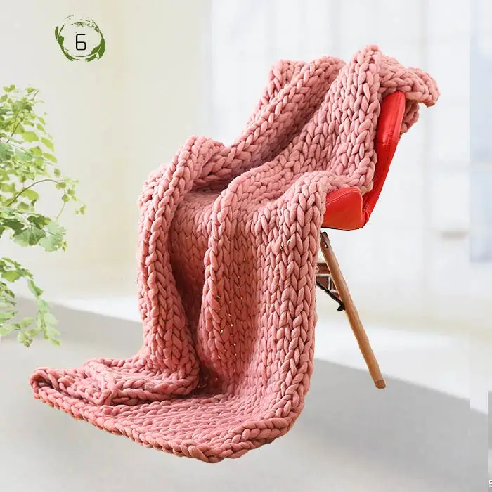 wholesale  chunky net tube knit throw weighted  blanket super soft woven blanket bohemian