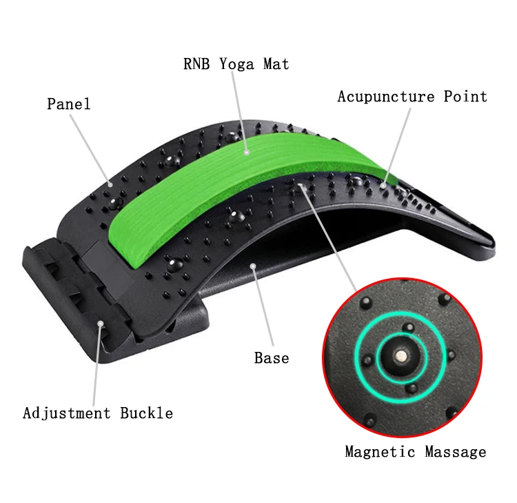 Multi-Level Back Breaker Lumbar Support Board with Magnetic Acupoint Back Stretcher for Lower Back Pain Relief