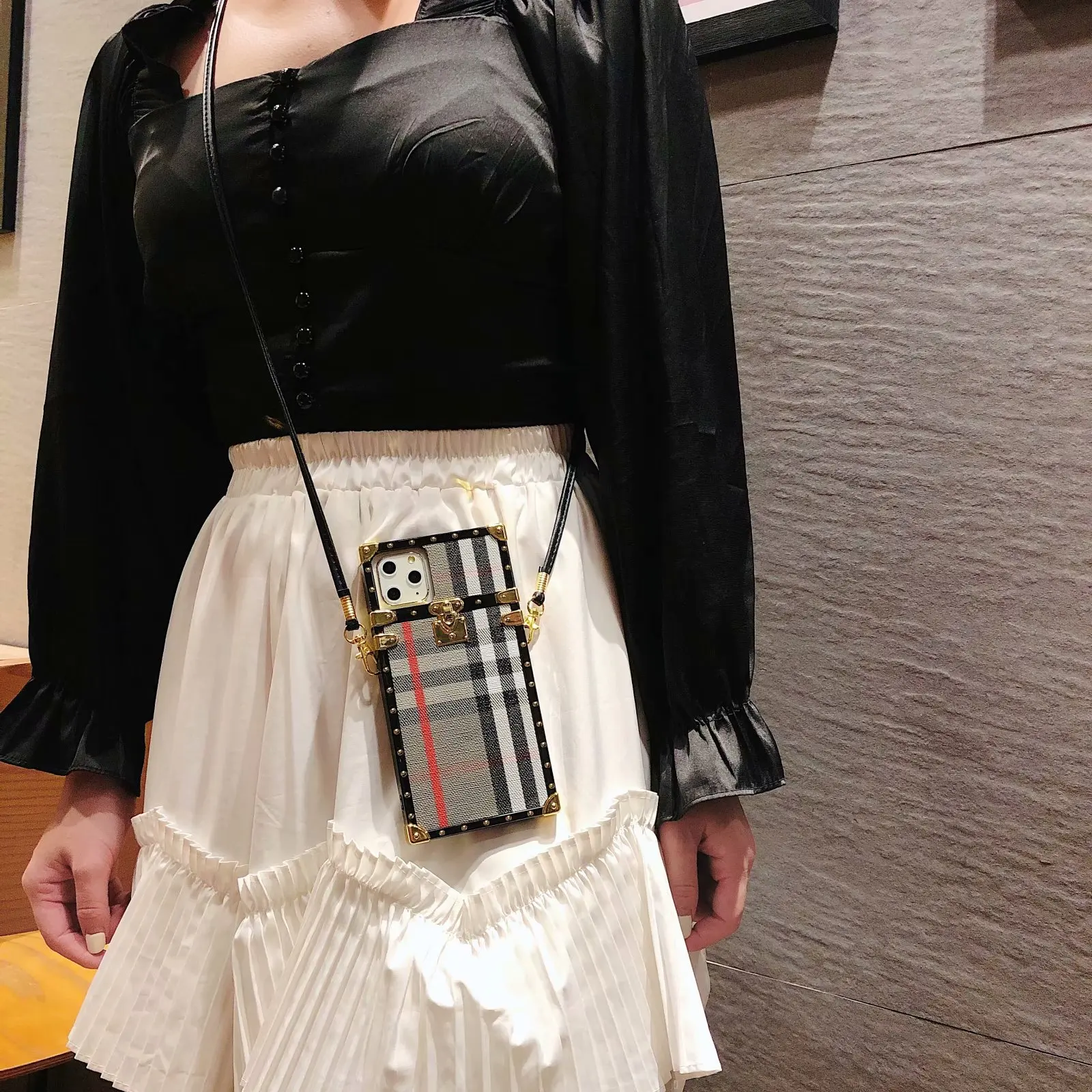 
luxury design square phone case for samsung galaxy s20 Ultra s10 s9 s8 plus leather cases for note20 note10 note9 