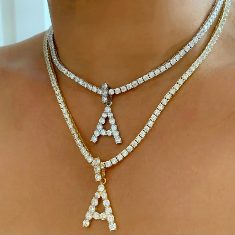 Wholesale Custom 3mm 925 Sterling Silver 18K Gold Plated Hip Hop Jewelry Bling Iced Out 5A CZ Diamond Tennis Necklace Chain